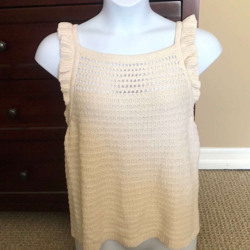 Madewell XL crotchet tank with ruffle sleeve